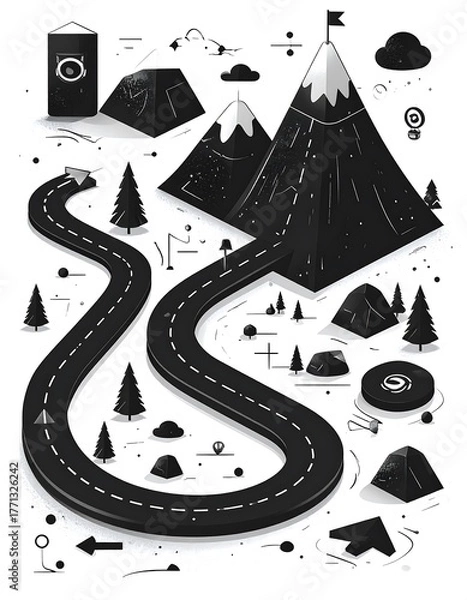 Obraz Road to Success - A Journey to the Mountain Peak.