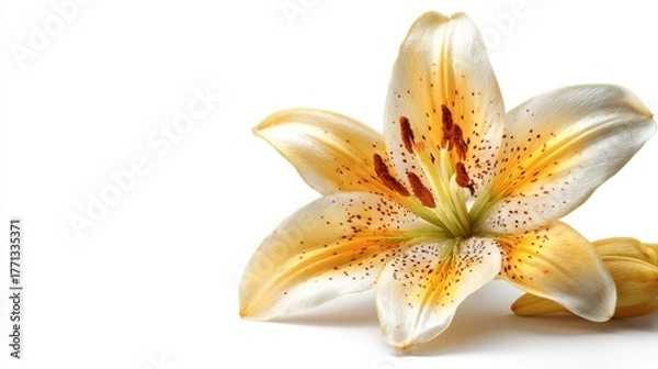 Obraz Closeup of a delicate orange lily flower isolated on white background