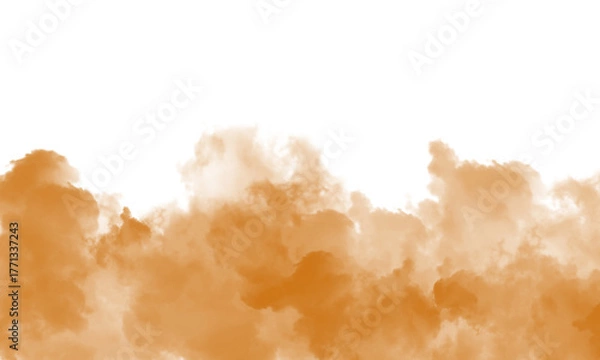 Fototapeta A warm brown cloud of smoke or vapor isolated on transparent background, creating a cozy and inviting atmosphere with its earthy and natural texture