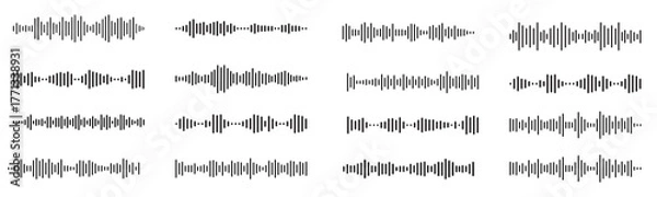 Fototapeta Podcast sound waves. Audio waveforms line icons. vector set