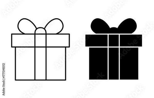Obraz Gift icon outline and solid version isolated on white background