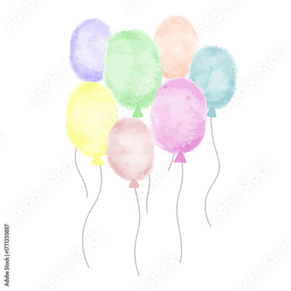 Obraz Colorful watercolor-style balloon background illustration