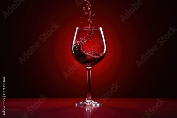 Obraz A glass of red wine is poured into a wine glass