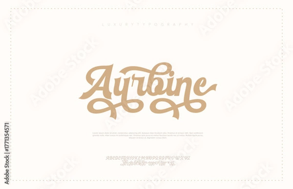 Obraz Luxury serif font in modern style. Elegant wedding alphabet letters font and number. Typography Luxury classic lettering serif fonts decorative vintage retro logo