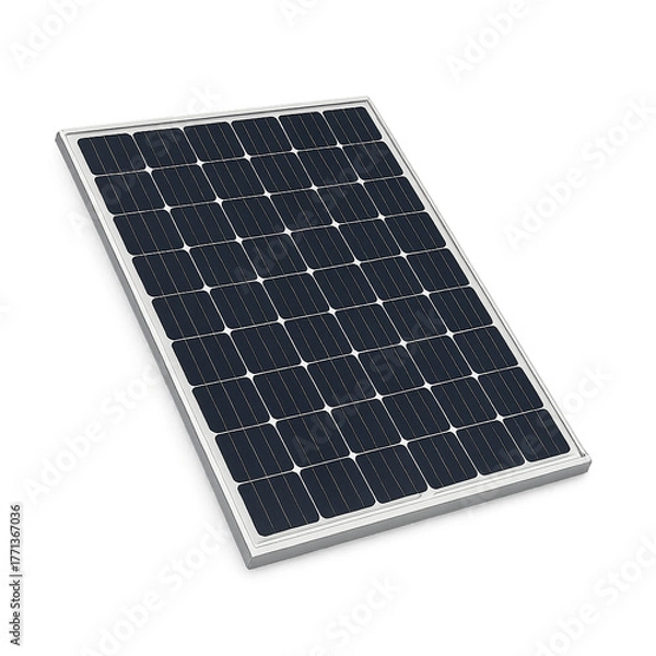 Fototapeta Solar panel angled view isolated on white background — clean energy and eco technology concept