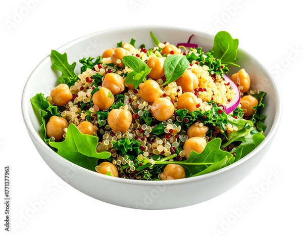 Fototapeta Photo of chickpea salad bowl isolated on transparent background png