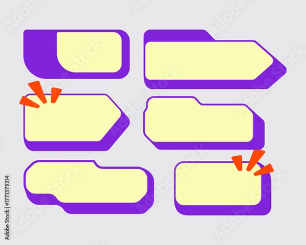 Fototapeta Retro 3d sticker label chat conversations tag shape blank badge collection set bundle template print art editable