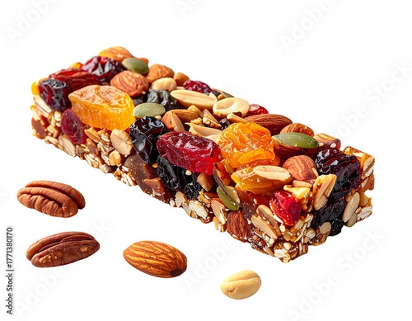 Fototapeta Photo of granola energy bar isolated on transparent background png