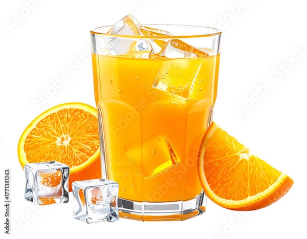 Fototapeta Photo of iced orange juice isolated on transparent background png
