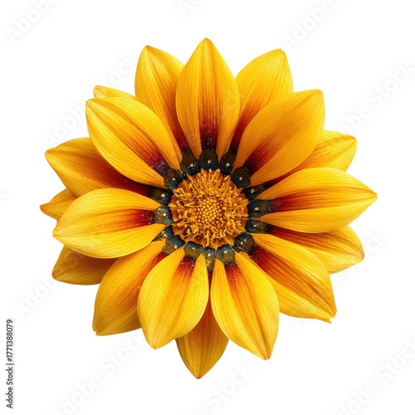 Fototapeta Close-up view of a vibrant yellow flower with striking petals and a detailed center, radiating beauty and color