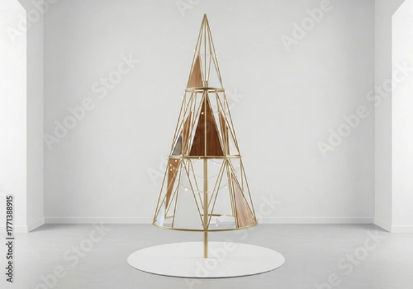 Obraz Modern minimalist Christmas tree with an elegant and simple Christmas decoration concept.