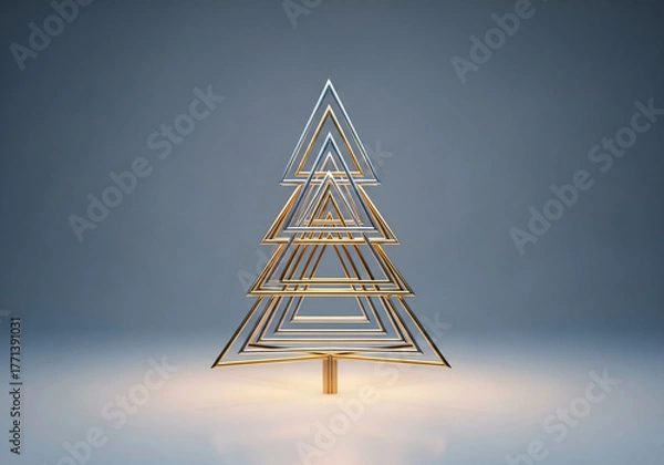 Obraz Modern minimalist Christmas tree with an elegant and simple Christmas decoration concept.