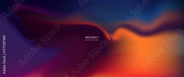 Fototapeta Abstract gradient fluid background with smooth color blending from navy blue and violet to orange and magenta