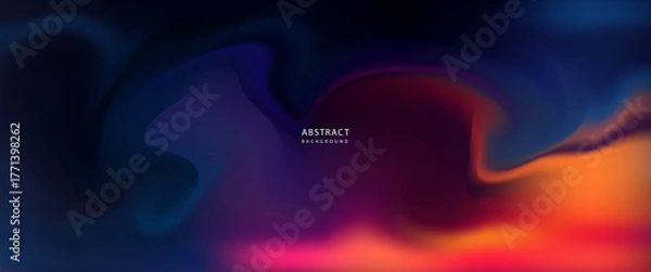 Fototapeta Abstract Gradient Fluid Background in Navy, Purple, and Orange.vector illustration eps10