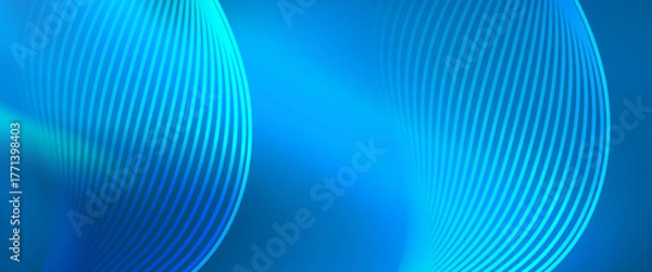 Fototapeta smooth blue abstract image featuring curved lines and a flowing wave pattern. Perfect for technology, digital projects, and modern backgrounds seeking a calm, futuristic, and stylish vibe.