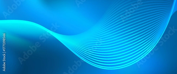 Fototapeta Blue Wave Abstract Design With Flowing Lines For Modern Digital Background Artwork