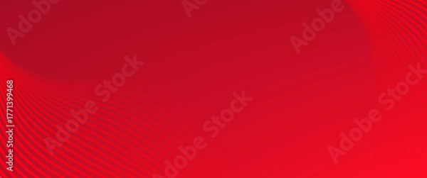 Fototapeta Vibrant red abstract background with smooth curved lines forming a dynamic wave pattern. Modern gradient design with glowing effects, perfect for technology.eps10