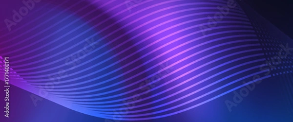 Fototapeta Elegant futuristic abstract background with smooth curved lines and gradient colors in purple and dark blue tones