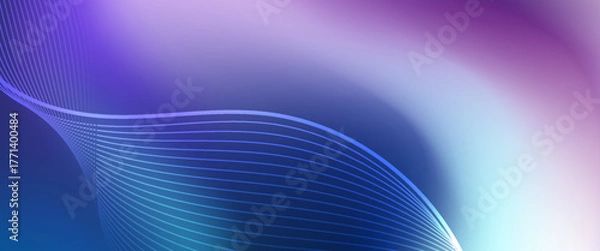 Fototapeta Futuristic abstract background with smooth glowing curved lines and gradient colors in purple