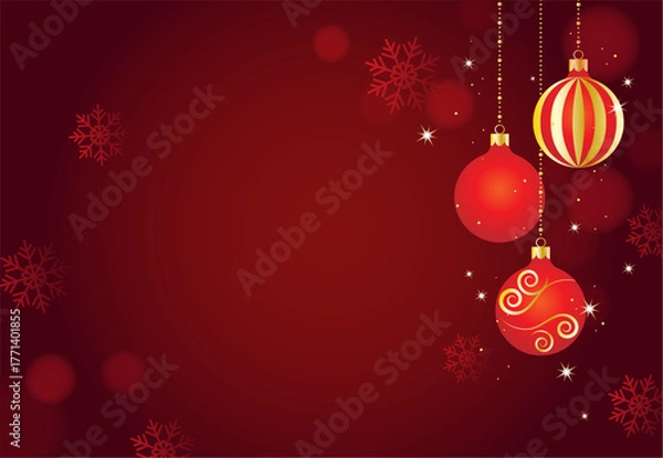 Fototapeta クリスマスオーナメントの背景イラスト素材 ベクター 赤 雪の結晶