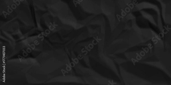 Fototapeta Dark black crumpled paper background texture pattern overlay. wrinkled high resolution arts craft and Seamless white crumpled paper.	
