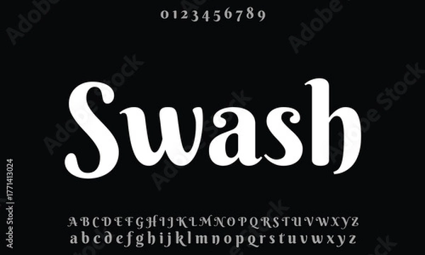 Fototapeta Berkshire Swash vector font alphabet with numbers