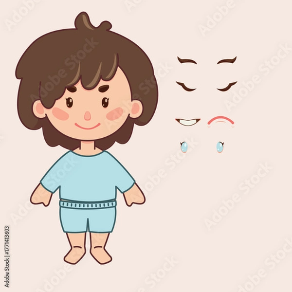 Obraz A friendly vector character designed for children's projects, featuring easily interchangeable facial expressions. This versatile mascot is cleanly isolated on white, perfect for apps or kids' games.