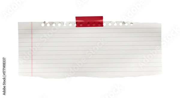 Obraz Torn Lined Paper with Red Tape whisk image