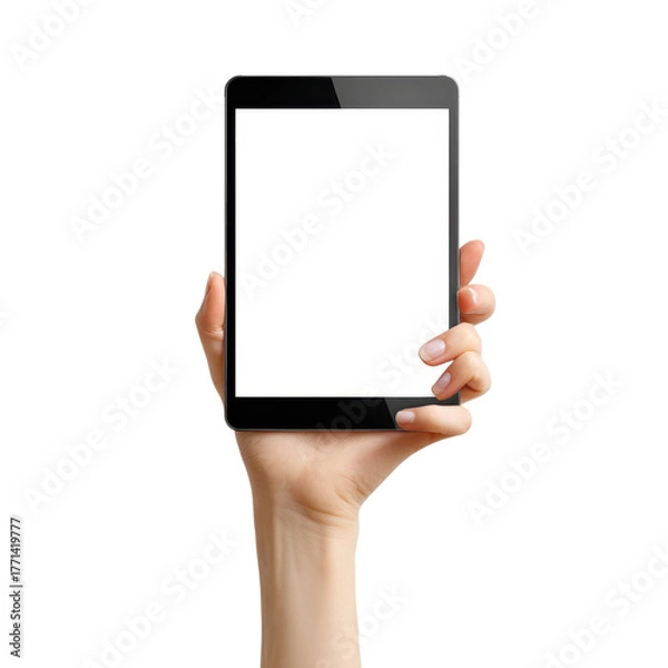 Obraz A person displays a blank tablet, ready for personal or professional use in different settings
