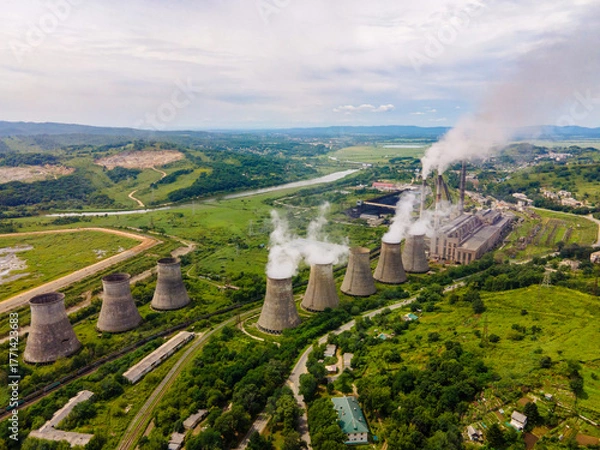 Fototapeta View from above. Thermal power plant.