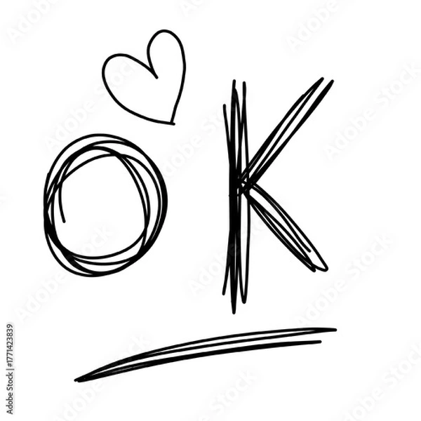 Obraz Ok text hand drawn 