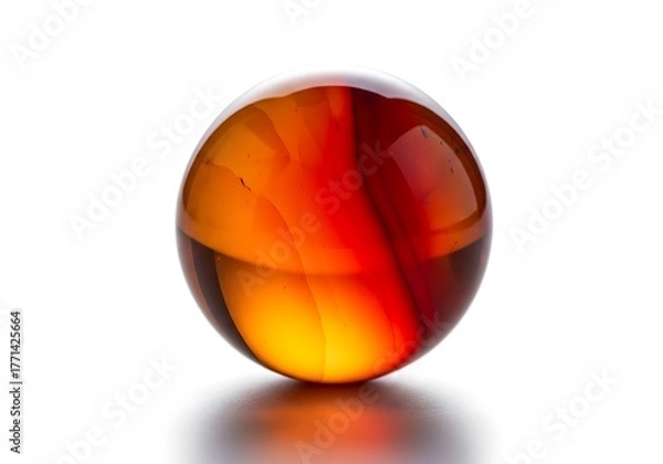Fototapeta Glowing amber sphere with streaks of orange and yellow reflecting light