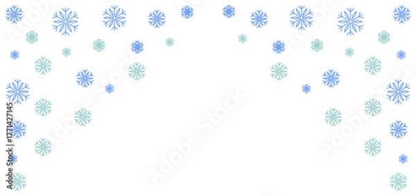 Fototapeta Winter snowflake frame background, minimalist frosty border design