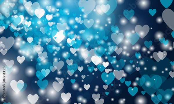 Obraz vector blue background with hearts