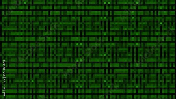 Fototapeta Abstract mosaic dark green and black colors from old computer monitor for background. 16:9 format.