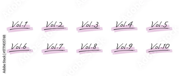 Obraz 手書きの数字あしらいセット　ボリューム/Vol.　水彩風塗り(グローバルカラーで色変更可能)