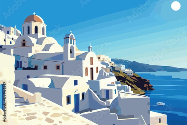 Fototapeta Santorinis Caldera Overlooking the Aegean Sea