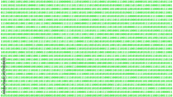 Fototapeta Group of green binary number system in bold style on isolate white background. PNG file, 16:9 format.