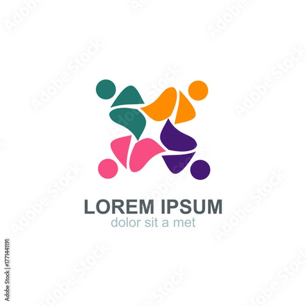 Fototapeta Vibrant Collaboration: Abstract Symbol of Teamwork and Unity, Signifying Partnership and Connectedness with a Colorful, Modern Design, Emphasizing Community and Support