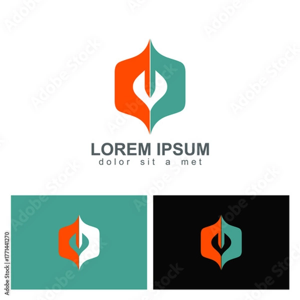 Fototapeta Modern icon logo concept featuring abstract geometric design with vibrant colors, symbol, and unique visual elements, suitable for various branding purposes