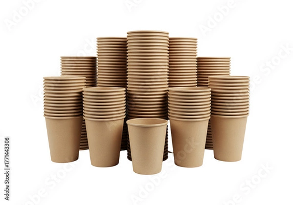 Fototapeta Bulk Kraft Paper Disposable Cups Pack