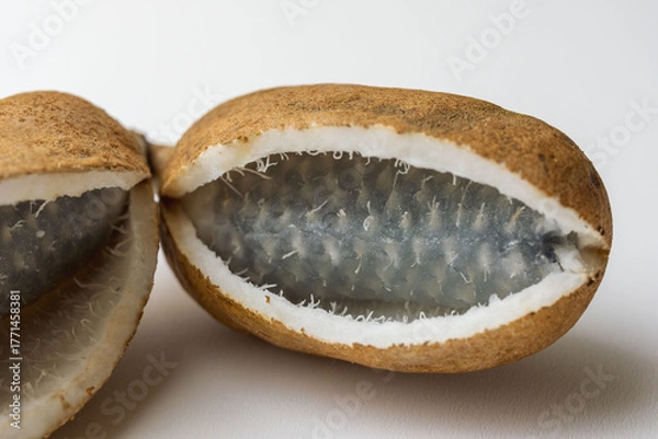 Obraz アケビの実を白い紙の上で室内撮影09