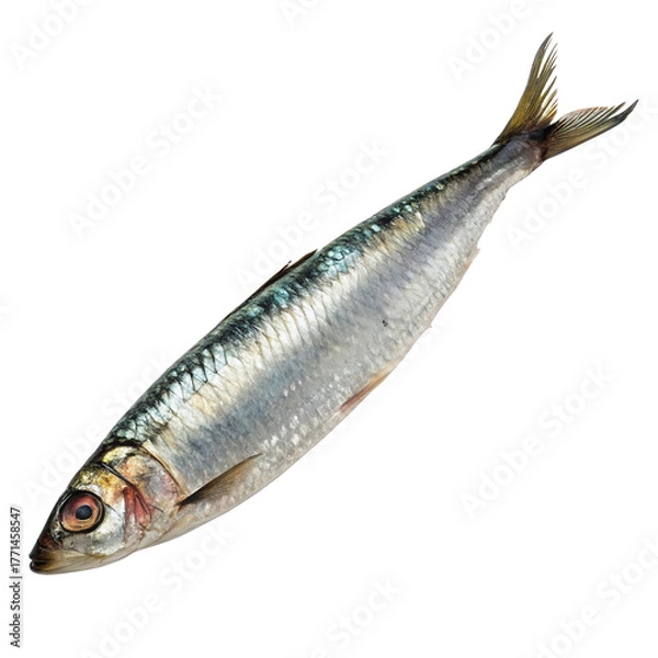 Obraz A fresh sardine lies isolated on transparent background