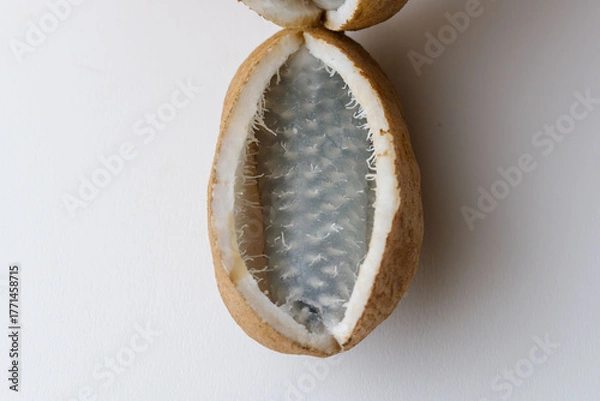 Obraz アケビの実を白い紙の上で室内撮影13