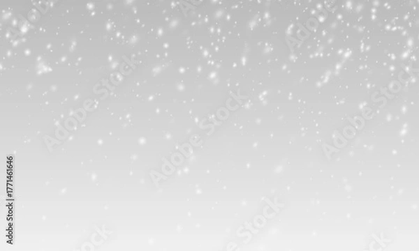 Obraz Snow overlay with falling scattered snowflakes on transparent background