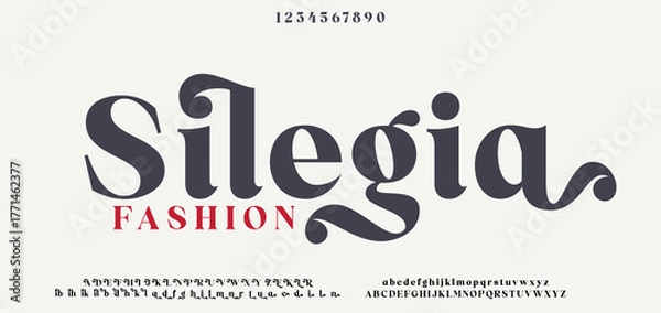 Obraz Abstract Fashion font alphabet. Minimal modern urban fonts for logo, brand etc. Typography typeface uppercase lowercase and number. vector illustration.