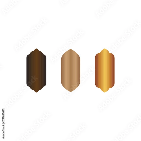 Fototapeta Set of metallic gradient abstract shapes in bronze and gold tones, abstract shape design, metallic gradient bronze gold brown vector, modern minimal element, decorative glossy symbol shiny vector shap