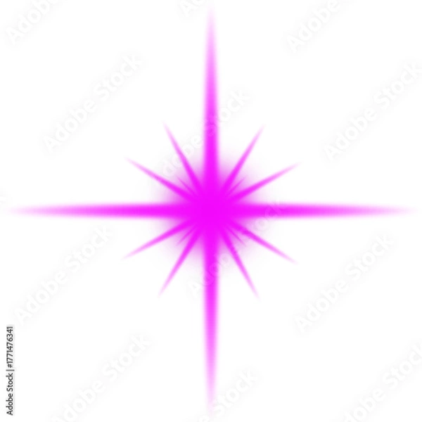 Fototapeta png Glowing pink starburst effect bright light vector illustration isolated on white background