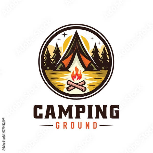 Fototapeta Camping ground logo vector isolated. Best for camping park and resort logo