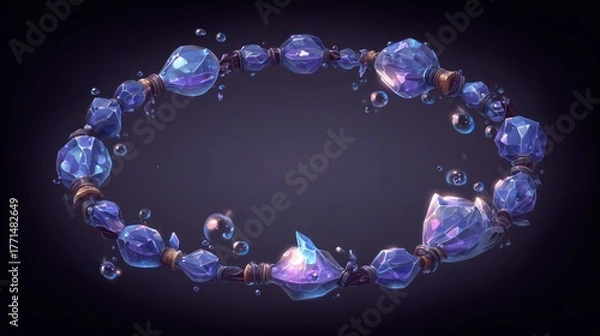 Obraz Abstract blue jewel circle elegant decorative gemstone arrangement